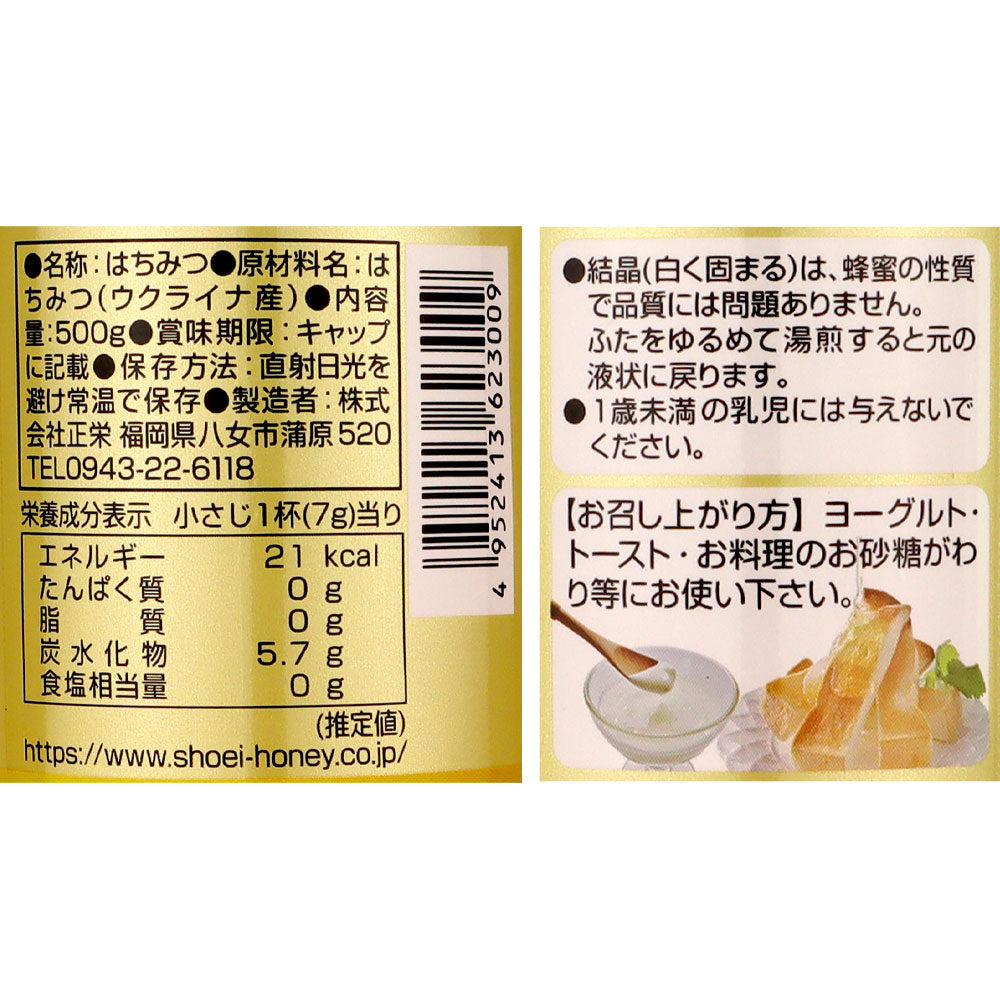 正栄 ウクライナ産 純粋はちみつ(ポリタワー) 500g