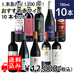 【送料込み】1本あたり1,200円！おすすめ赤ワイン10本セット 750ml×10本